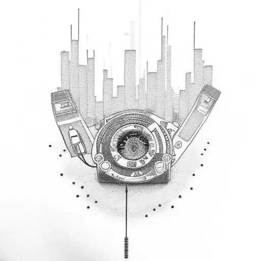 A dotwork tattoo of a cassette tape with Juice WRLD lyrics as the tape tattoo design idea