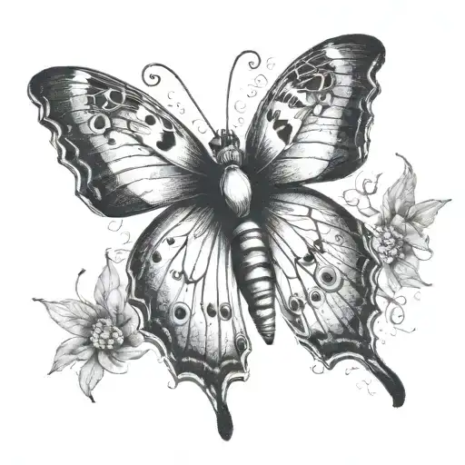 A butterfly emerging from a cocoon, symbolizing the transition and growth of a transwoman tattoo design idea