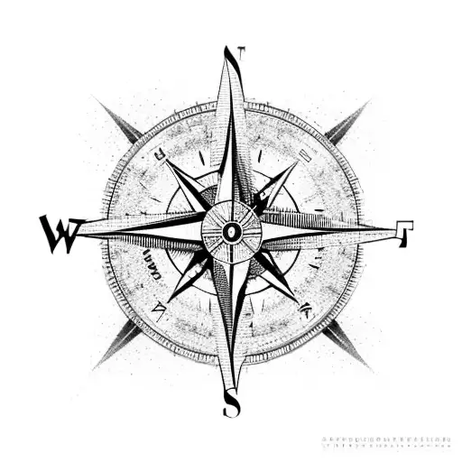 A compass intertwined with martial arts weapons, symbolizing the journey of a martial artist traveler tattoo design idea