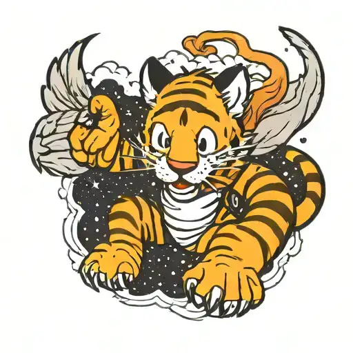 calvin and hobbs airborne  tattoo design idea