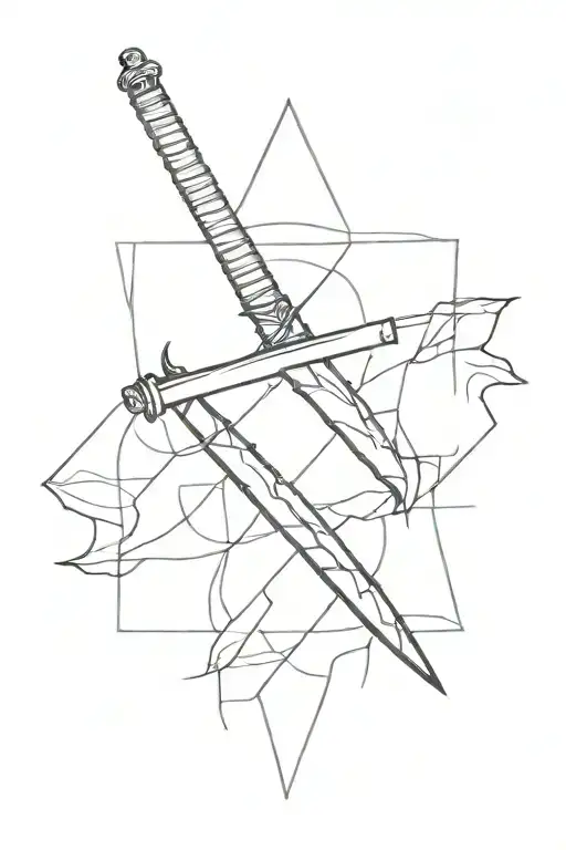 swords in stone norway tattoo design idea