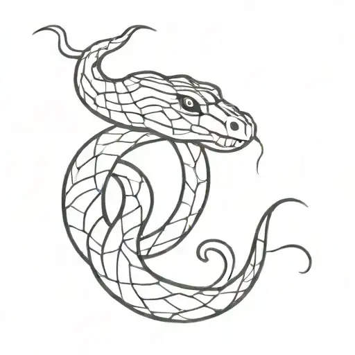 A minimalist tattoo of a snake shedding its skin, symbolizing transformation and rebirth tattoo design idea