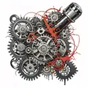 Tig torch surrounded by gears tattoo design idea