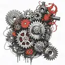 Tig torch surrounded by gears tattoo design idea