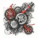 Tig torch surrounded by gears tattoo design idea