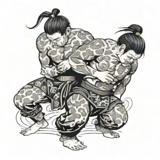 sambo wrestlers engaged tattoo design idea
