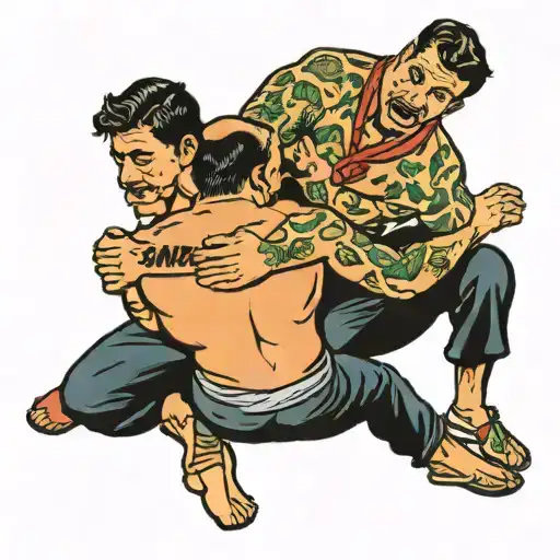 sambo wrestlers engaged tattoo design idea