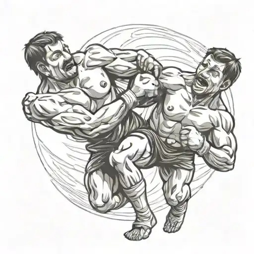 sambo wrestlers engaged tattoo design idea