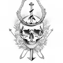 skull flowers anchor time glass skeleton key tattoo design idea