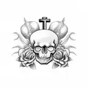skull flowers anchor time glass skeleton key tattoo design idea