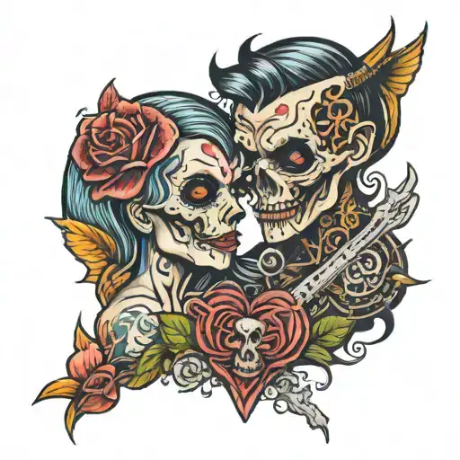 Two Metalheads In Love song tattoo design idea