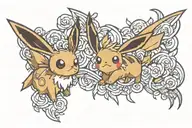 Eevee and pikachu tattoo design idea