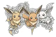 Eevee and pikachu tattoo design idea
