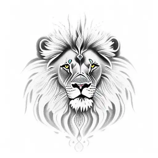 Lion croix tattoo design idea