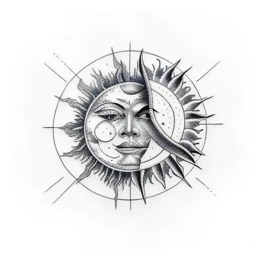 Sun and Moon tattoo design idea
