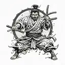 bushido warrior under rain falling tattoo design idea