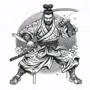 bushido warrior under rain falling tattoo design idea