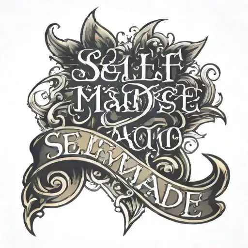 "Self Made" Text tattoo design idea