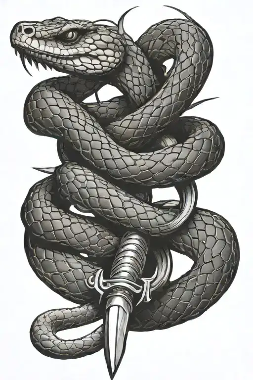 snake wrapped around sword going tattoo design idea