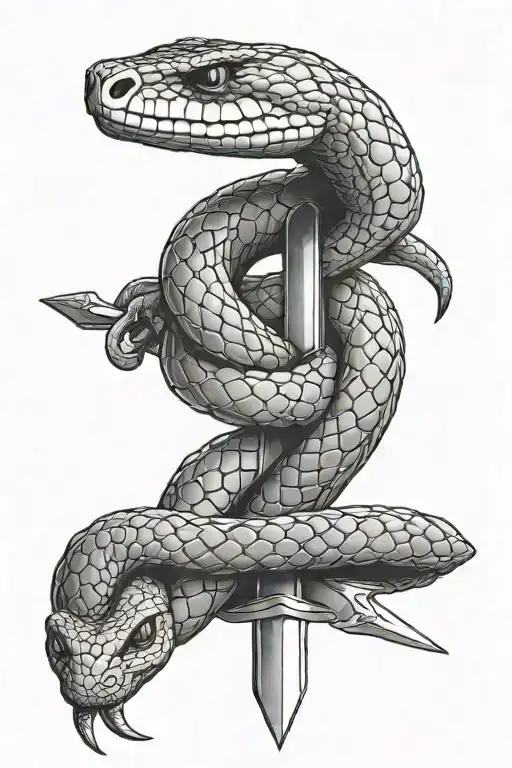 snake wrapped around sword going tattoo design idea
