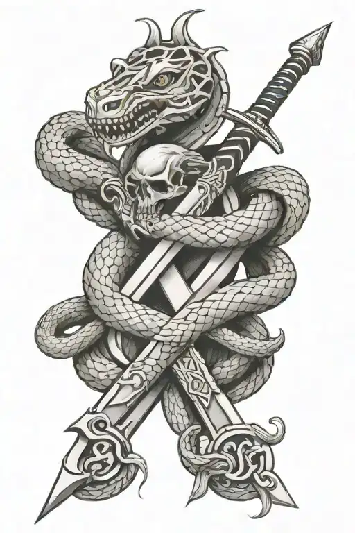 sword and snake tattoo design idea