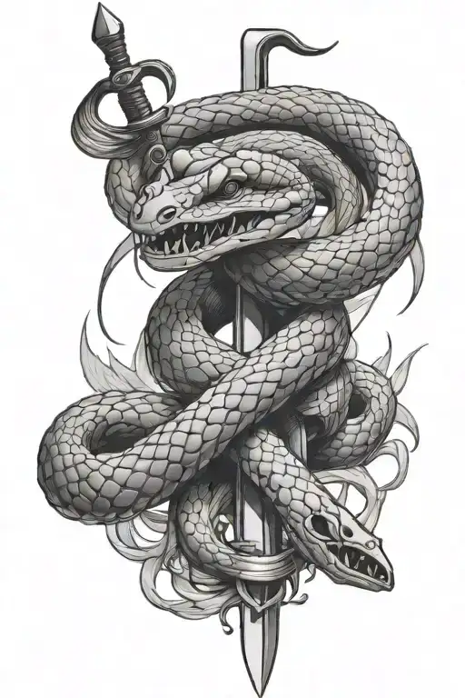 snake wrapped around sword going tattoo design idea