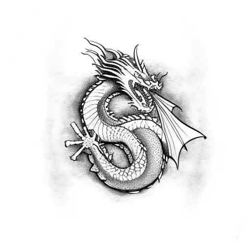dragon wrapped around arm tattoo design idea