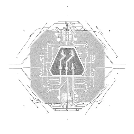 electrical circuit board 2 kids initials Y and V digital code lines tattoo tattoo design idea