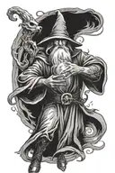 wizard casting a spell tattoo design idea
