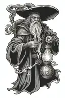 wizard casting a spell tattoo design idea