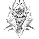 Create a tattoo featuring a powerful firefighter symbol with a religious twist tattoo design idea