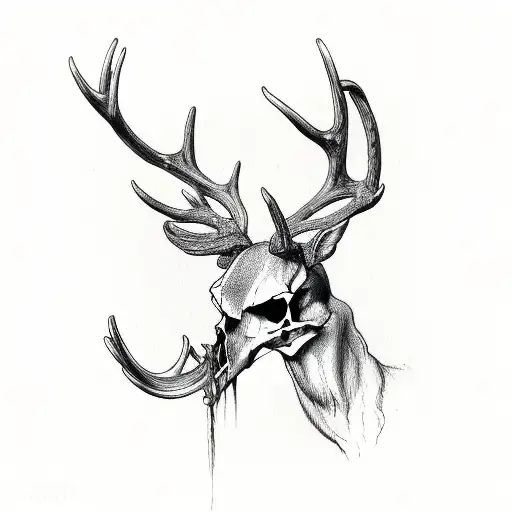 deer skull with crossed pistols  tattoo design idea