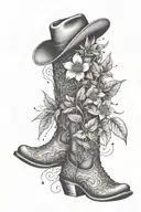 plants and cowboy boots tattoo design idea