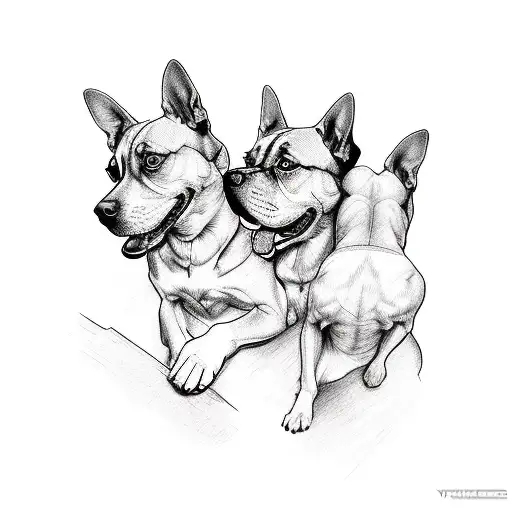 three dogs in a "V" shape to go on my thigh tattoo design idea