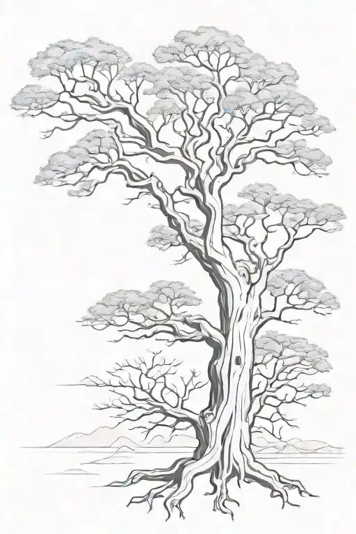 boab tree silhouette tattoo design idea
