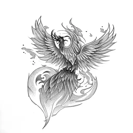 phoenix and farm tattoo design idea