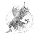 phoenix and farm tattoo design idea