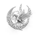 phoenix and tractor  tattoo design idea