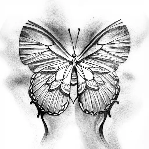 butterfly skeleton tattoo design idea