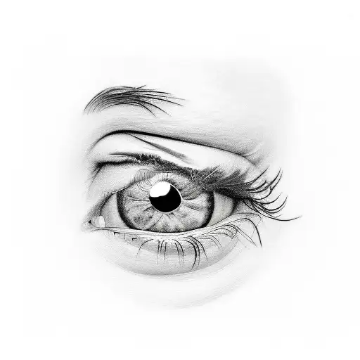 a Black eye, draw with pencil realistic tattoo design idea