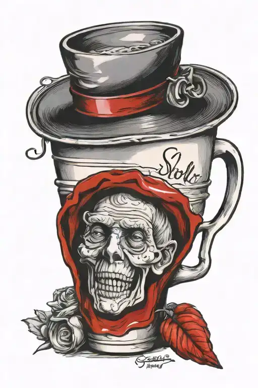  red solo cup and cardnial carrying a note saying rip grandma tell we meet again  tattoo design idea