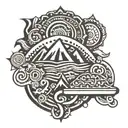 ankle or calf cuff tattoo with tribal influence and themes of running, biking, swimming, climbing, and hiking tattoo design idea