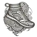 ankle or calf cuff tattoo with tribal influence and themes of running, biking, swimming, climbing, and hiking tattoo design idea