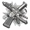 crossed ar15 and guidon   tattoo design idea