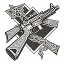 crossed ar15 and guidon   tattoo design idea