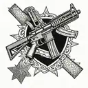 crossed ar15 and guidon   tattoo design idea