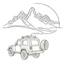 matching tattoo with waves grand tetons jeep driving tattoo design idea