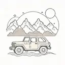 matching tattoo with waves grand tetons jeep driving tattoo design idea