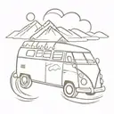 matching tattoo with waves grand tetons vw bus    tattoo design idea