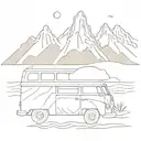 matching tattoo with waves grand tetons vw bus    tattoo design idea